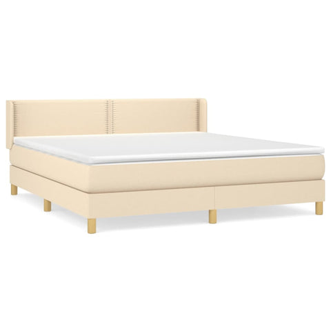 vidaXL Boxspringbett mit Matratze Creme 180x200 cm Stoff