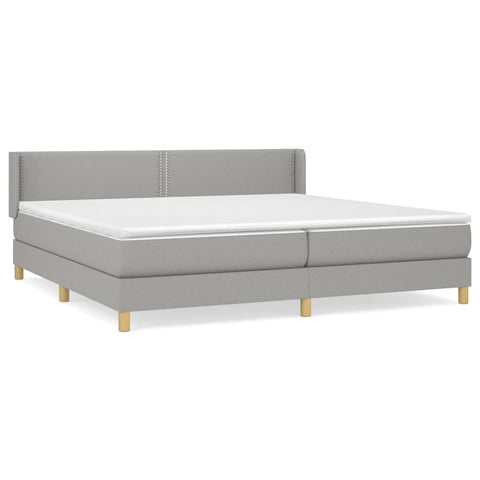 vidaXL Boxspringbett mit Matratze Hellgrau 200x200 cm Stoff