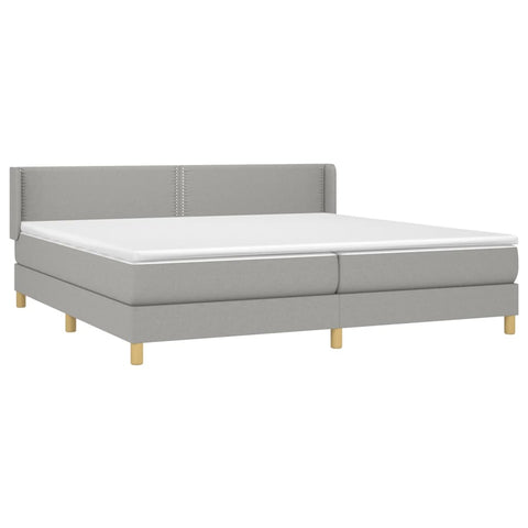 vidaXL Boxspringbett mit Matratze Hellgrau 200x200 cm Stoff