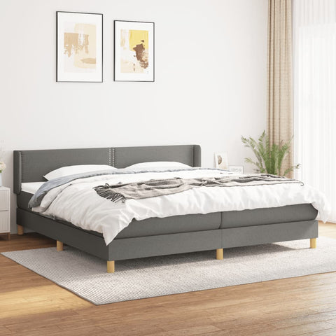 vidaXL Boxspringbett mit Matratze Dunkelgrau 200x200 cm Stoff