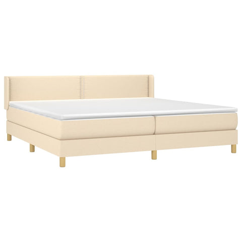 vidaXL Boxspringbett mit Matratze Creme 200x200 cm Stoff