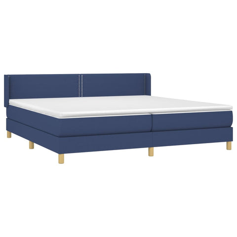 vidaXL Boxspringbett mit Matratze Blau 200x200 cm Stoff