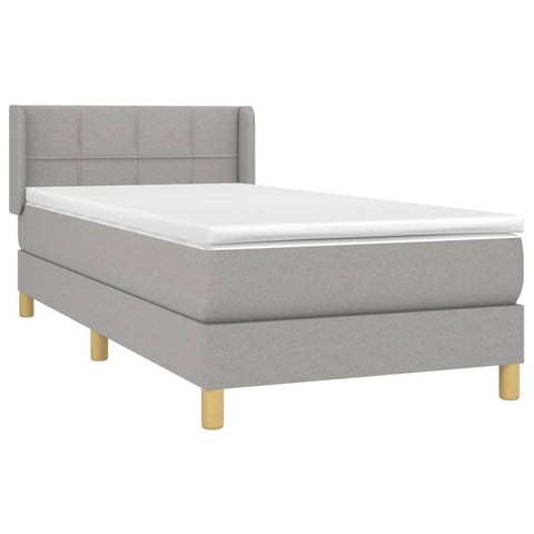 vidaXL Boxspringbett mit Matratze Hellgrau 90x190 cm Stoff