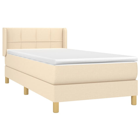 vidaXL Boxspringbett mit Matratze Creme 90x190 cm Stoff