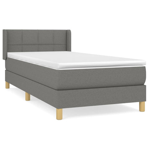 vidaXL Boxspringbett mit Matratze Dunkelgrau 90x200 cm Stoff