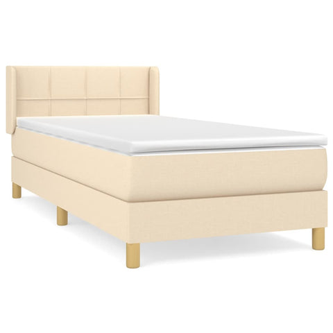 vidaXL Boxspringbett mit Matratze Creme 100x200 cm Stoff