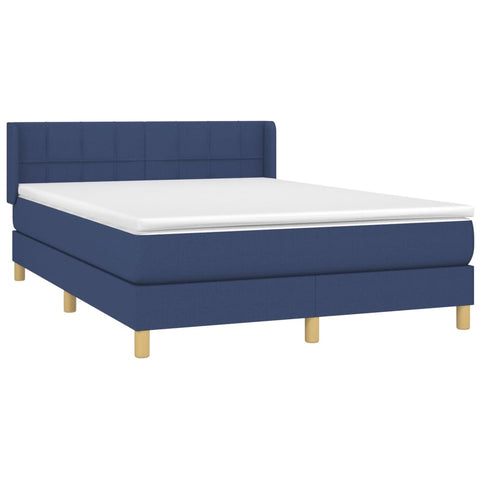 vidaXL Boxspringbett mit Matratze Blau 140x200 cm Stoff