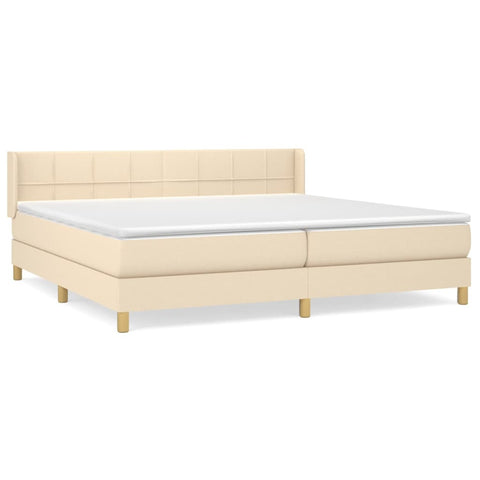 vidaXL Boxspringbett mit Matratze Creme 200x200 cm Stoff