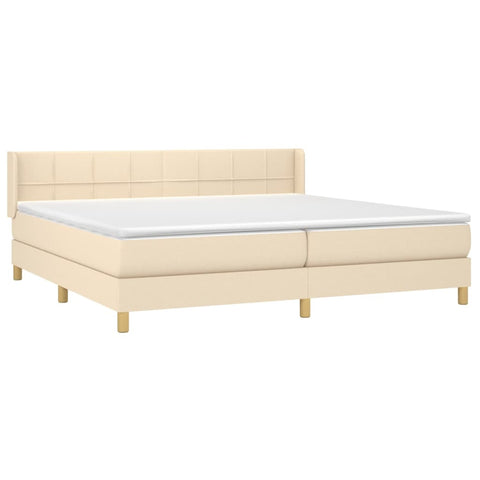 vidaXL Boxspringbett mit Matratze Creme 200x200 cm Stoff