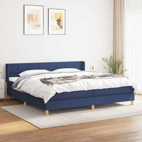 vidaXL Boxspringbett mit Matratze Blau 200x200 cm Stoff