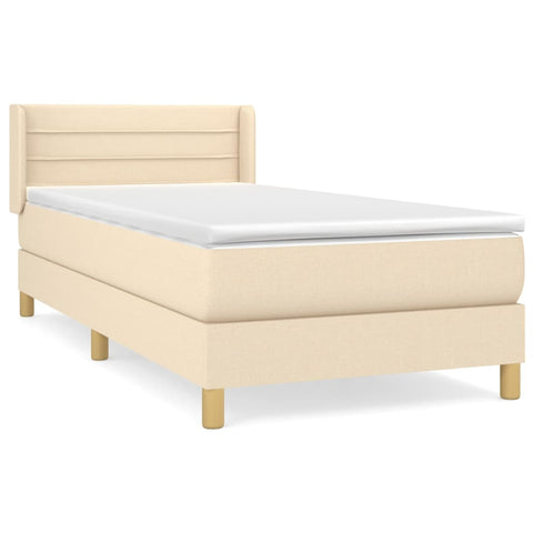 vidaXL Boxspringbett mit Matratze Creme 80x200 cm Stoff