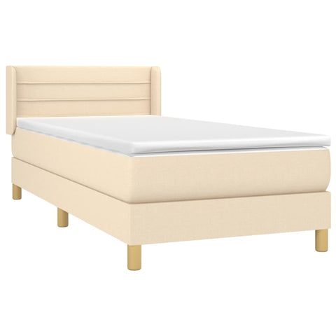 vidaXL Boxspringbett mit Matratze Creme 80x200 cm Stoff