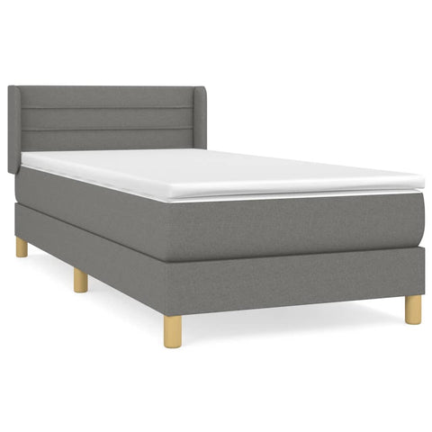 vidaXL Boxspringbett mit Matratze Dunkelgrau 90x190 cm Stoff