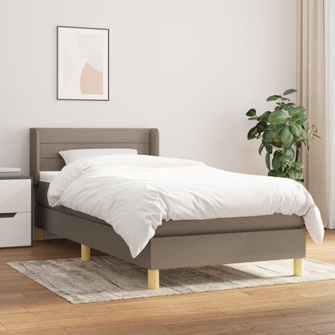 vidaXL Boxspringbett mit Matratze Taupe 90x190 cm Stoff