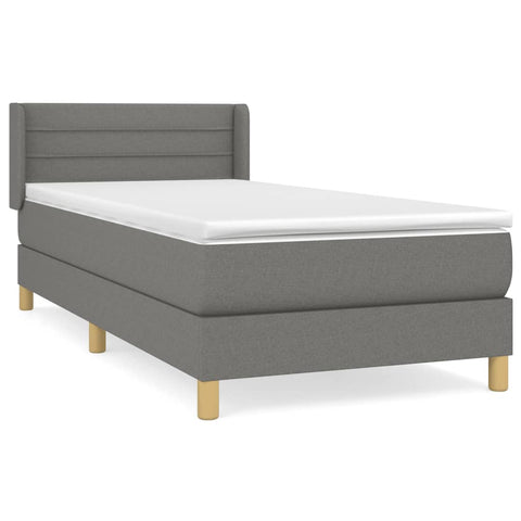 vidaXL Boxspringbett mit Matratze Hellgrau 100x200 cm Stoff