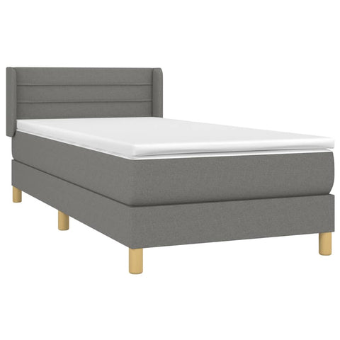 vidaXL Boxspringbett mit Matratze Dunkelgrau 100x200 cm Stoff