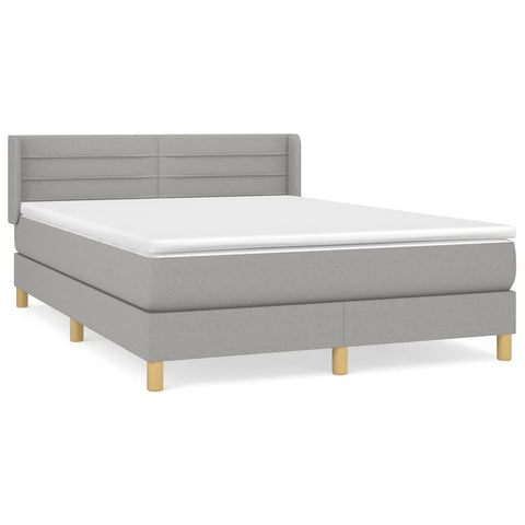 vidaXL Boxspringbett mit Matratze Hellgrau 140x190 cm Stoff