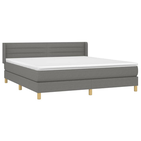 vidaXL Boxspringbett mit Matratze Dunkelgrau 160x200 cm Stoff