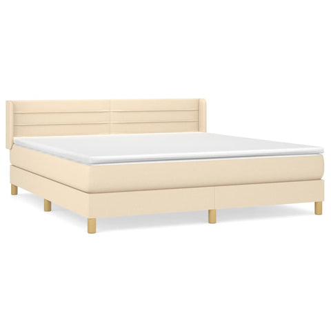 vidaXL Boxspringbett mit Matratze Creme 160x200 cm Stoff