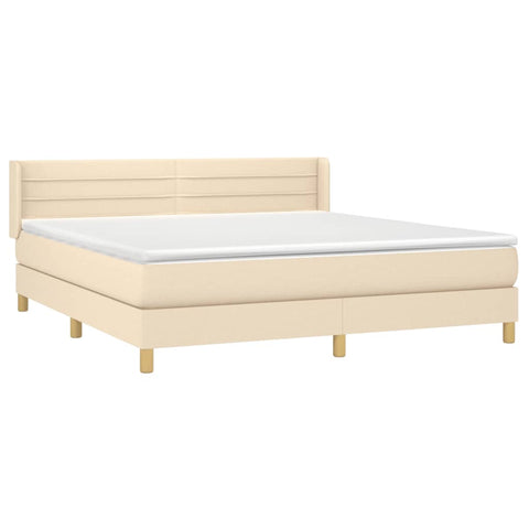 vidaXL Boxspringbett mit Matratze Creme 160x200 cm Stoff