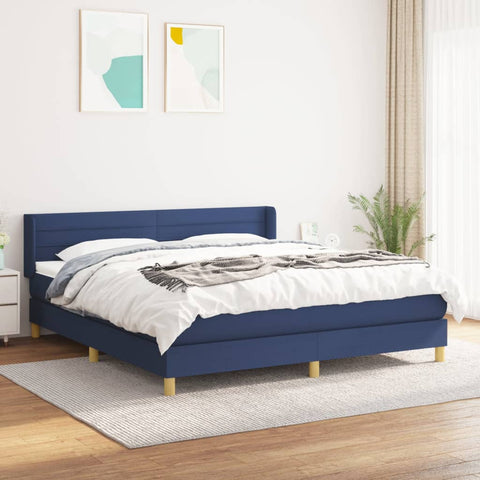 vidaXL Boxspringbett mit Matratze Blau 160x200 cm Stoff