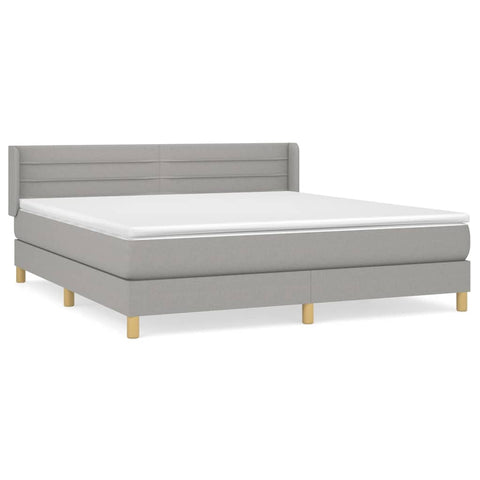 vidaXL Boxspringbett mit Matratze Hellgrau 180x200 cm Stoff