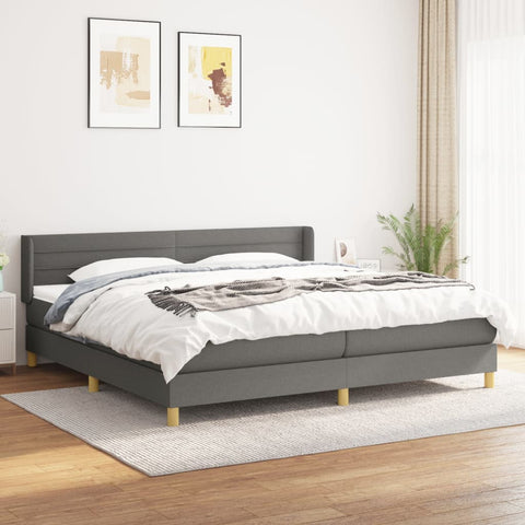 vidaXL Boxspringbett mit Matratze Dunkelgrau 200x200 cm Stoff