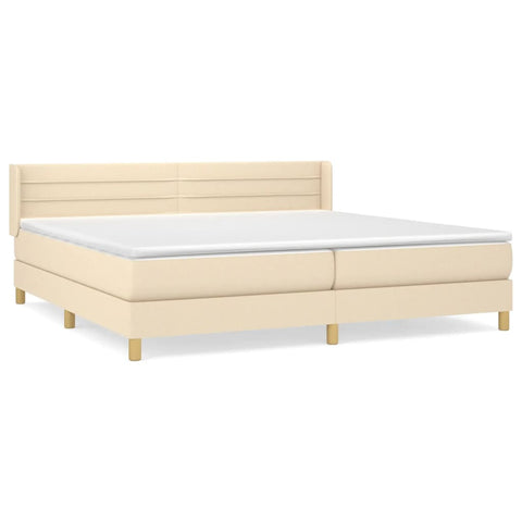 vidaXL Boxspringbett mit Matratze Creme 200x200 cm Stoff