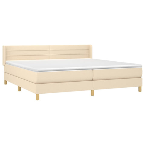 vidaXL Boxspringbett mit Matratze Creme 200x200 cm Stoff