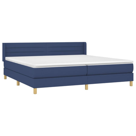 vidaXL Boxspringbett mit Matratze Blau 200x200 cm Stoff