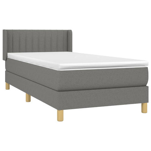 vidaXL Boxspringbett mit Matratze Dunkelgrau 90x190 cm Stoff