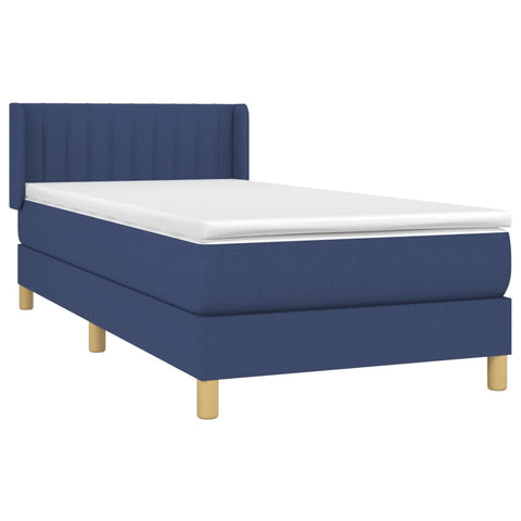 vidaXL Boxspringbett mit Matratze Blau 90x190 cm Stoff