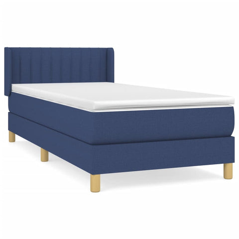 vidaXL Boxspringbett mit Matratze Blau 90x200 cm Stoff