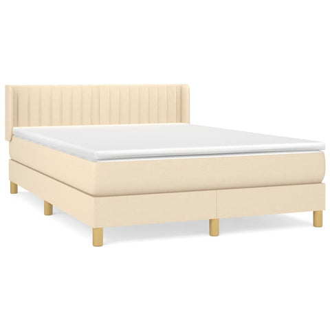 vidaXL Boxspringbett mit Matratze Creme 140x200 cm Stoff