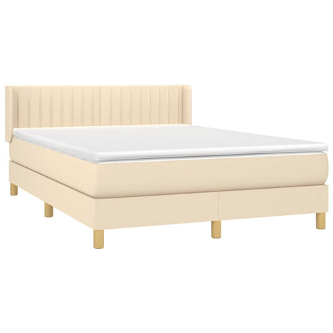 vidaXL Boxspringbett mit Matratze Creme 140x200 cm Stoff