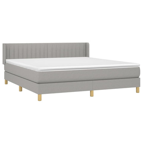 vidaXL Boxspringbett mit Matratze Hellgrau 160x200 cm Stoff