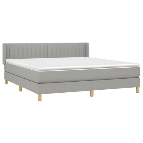 vidaXL Boxspringbett mit Matratze Hellgrau 180x200 cm Stoff