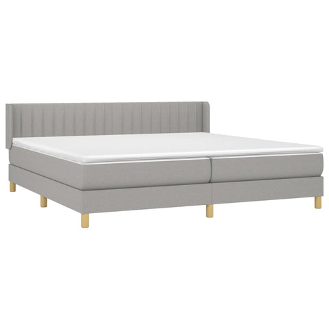 vidaXL Boxspringbett mit Matratze Hellgrau 200x200 cm Stoff