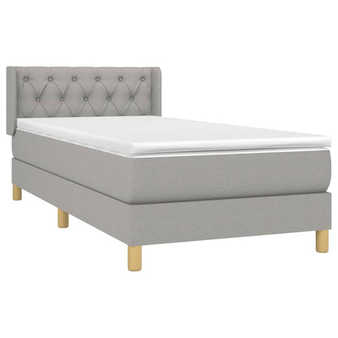 vidaXL Boxspringbett mit Matratze Hellgrau 80x200 cm Stoff