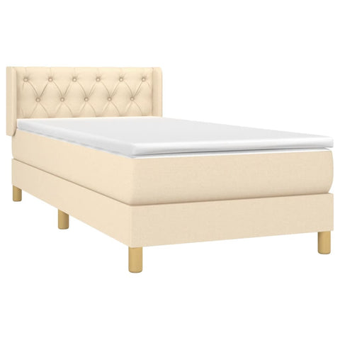 vidaXL Boxspringbett mit Matratze Creme 80x200 cm Stoff