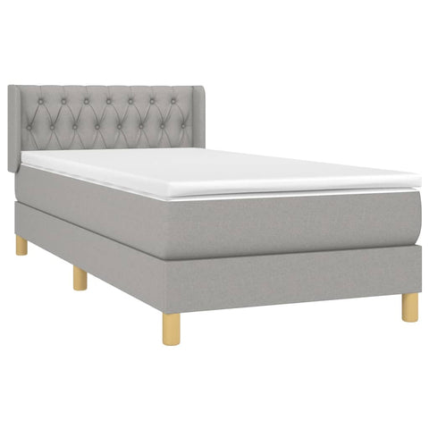 vidaXL Boxspringbett mit Matratze Hellgrau 90x190 cm Stoff