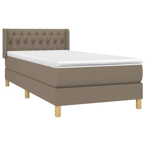 vidaXL Boxspringbett mit Matratze Taupe 90x190 cm Stoff