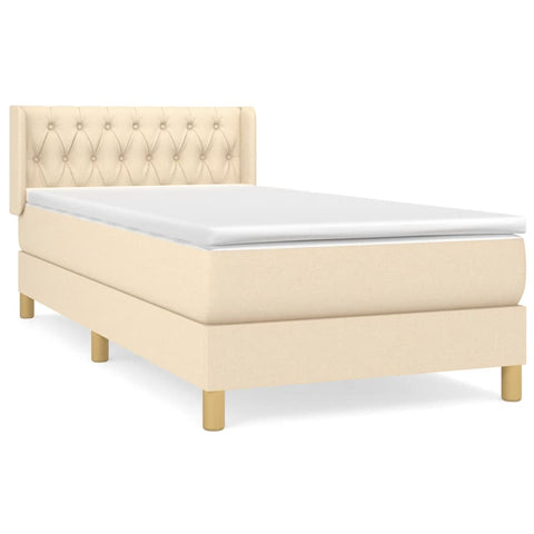 vidaXL Boxspringbett mit Matratze Creme 90x190 cm Stoff