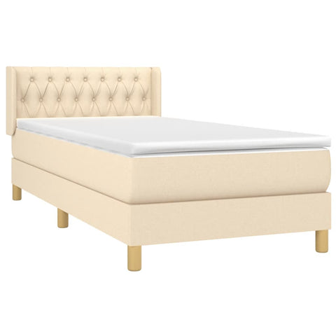 vidaXL Boxspringbett mit Matratze Creme 90x190 cm Stoff