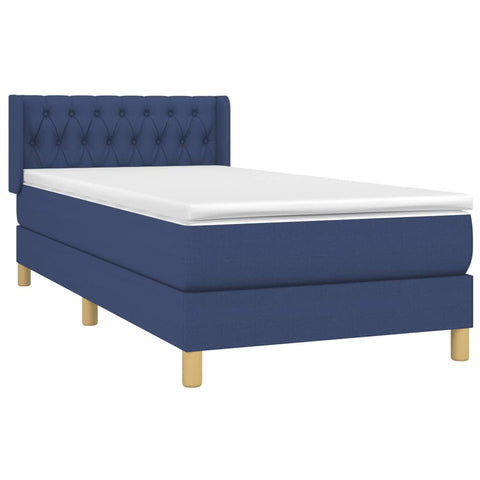 vidaXL Boxspringbett mit Matratze Blau 90x190 cm Stoff