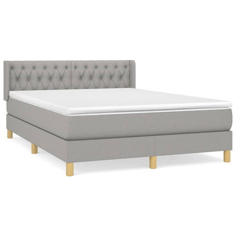 vidaXL Boxspringbett mit Matratze Hellgrau 140x200 cm Stoff