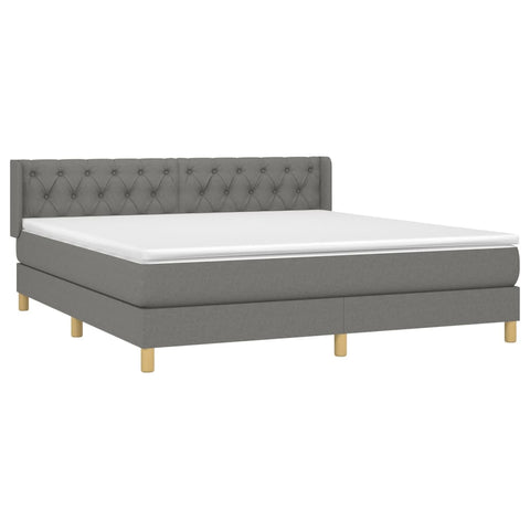 vidaXL Boxspringbett mit Matratze Dunkelgrau 160x200 cm Stoff