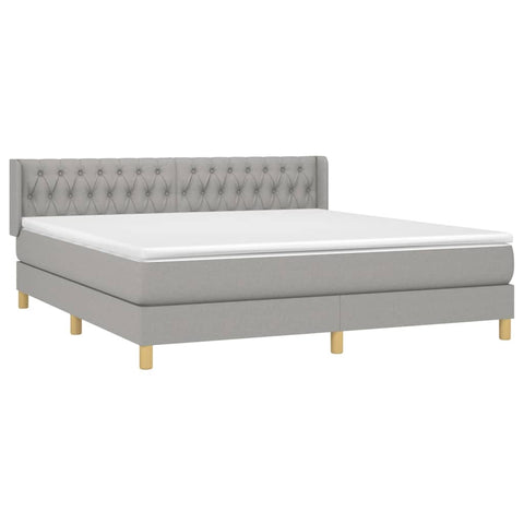 vidaXL Boxspringbett mit Matratze Hellgrau 180x200 cm Stoff