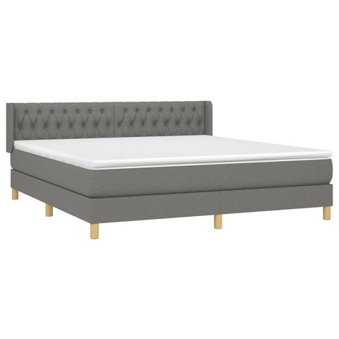 vidaXL Boxspringbett mit Matratze Dunkelgrau 180x200 cm Stoff