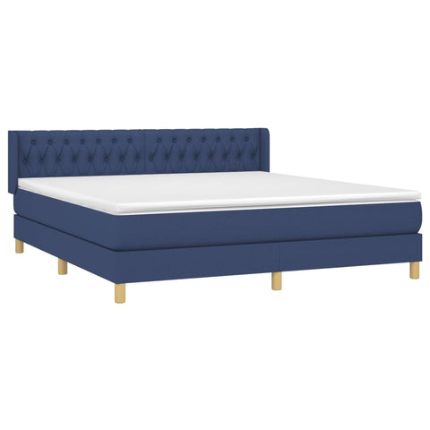 vidaXL Boxspringbett mit Matratze Blau 180x200 cm Stoff